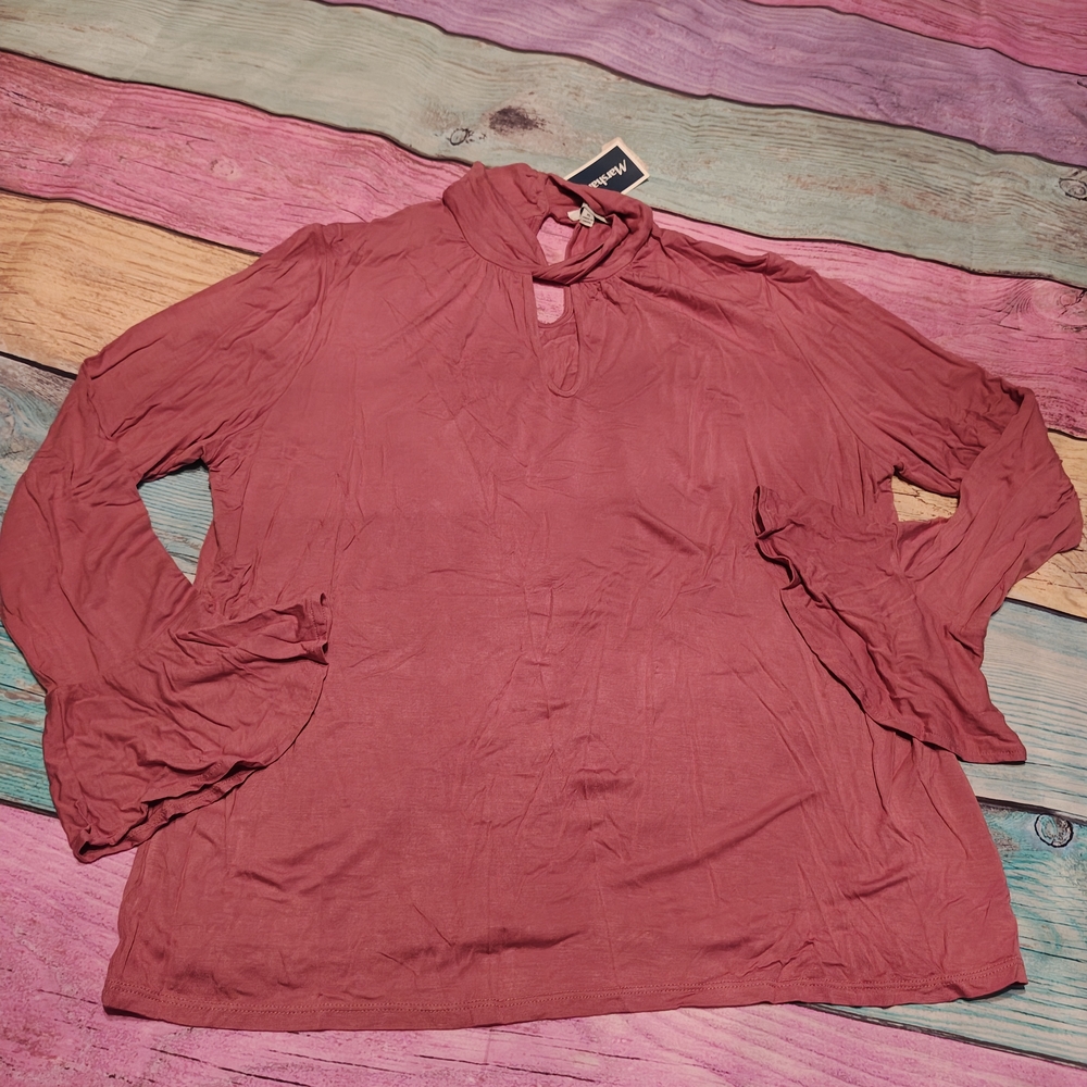 XL Rose & Olive Dusty Rose Blouse #0448